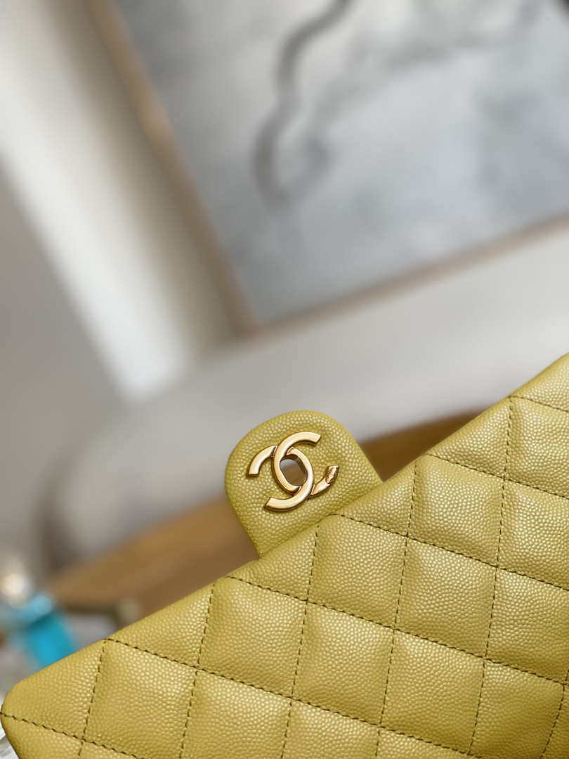 Chanel AS3777 Flap Bag Grained Calfskin & Gold-Tone Metal Yellow - Default Title - View 3