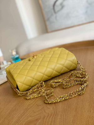 Chanel AS3777 Flap Bag Grained Calfskin & Gold-Tone Metal Yellow - Default Title - View 5