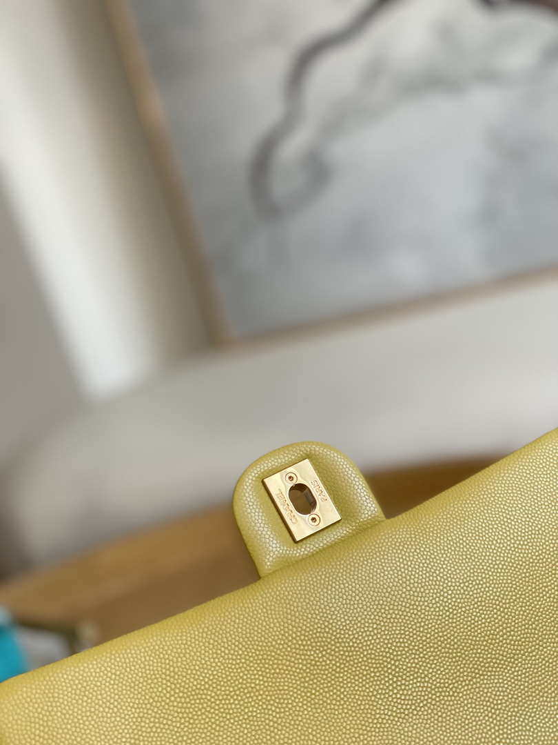 Chanel AS3777 Flap Bag Grained Calfskin & Gold-Tone Metal Yellow - Default Title - View 7