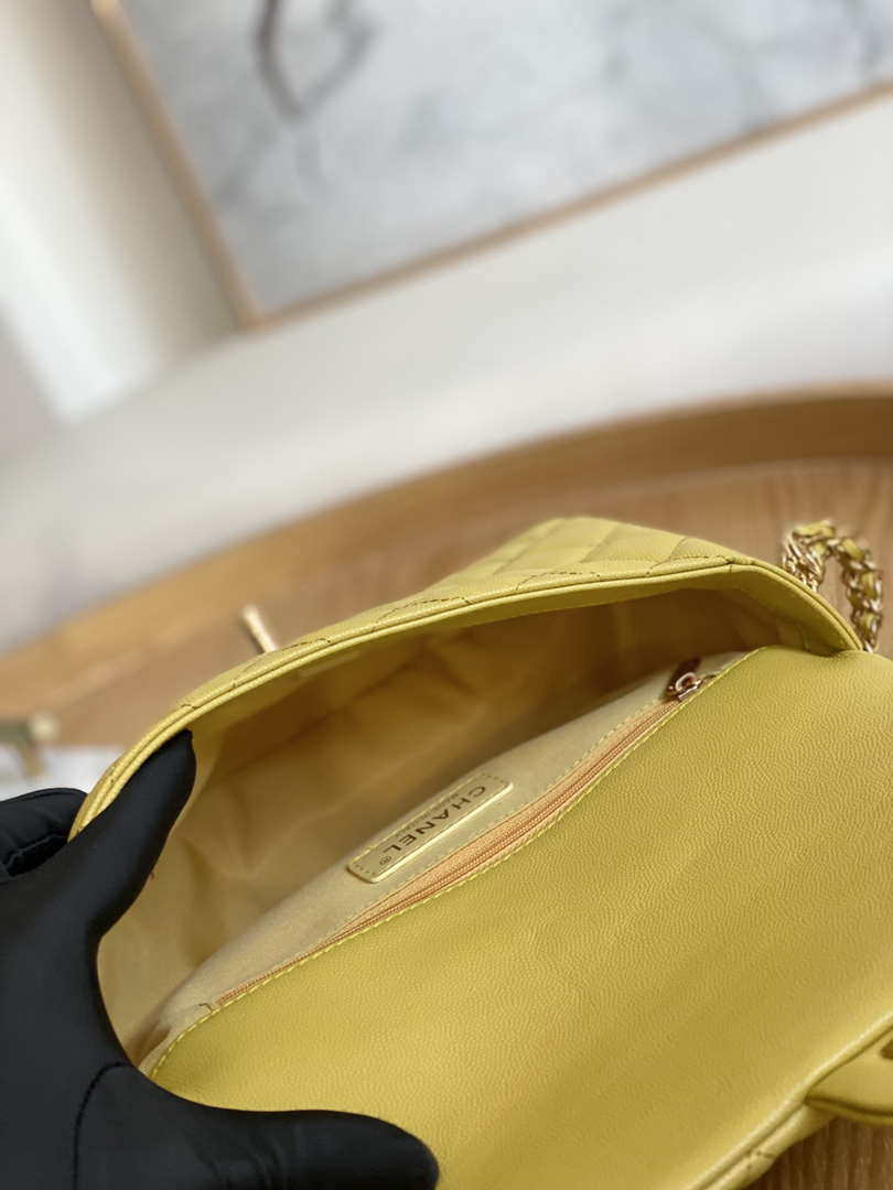Chanel AS3777 Flap Bag Grained Calfskin & Gold-Tone Metal Yellow - Default Title - View 8