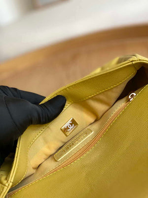 Chanel AS3777 Flap Bag Grained Calfskin & Gold-Tone Metal Yellow - Default Title - View 9