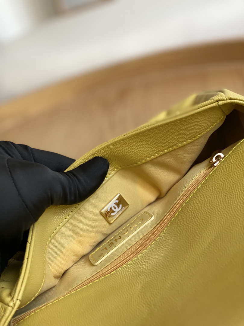 Chanel AS3777 Flap Bag Grained Calfskin & Gold-Tone Metal Yellow - Default Title - View 9