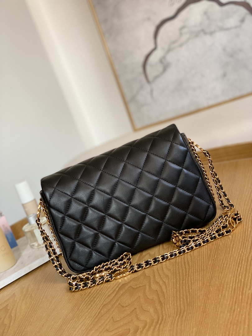 Chanel AS3777 Flap Bag Lambskin & Gold-Tone Metal Black