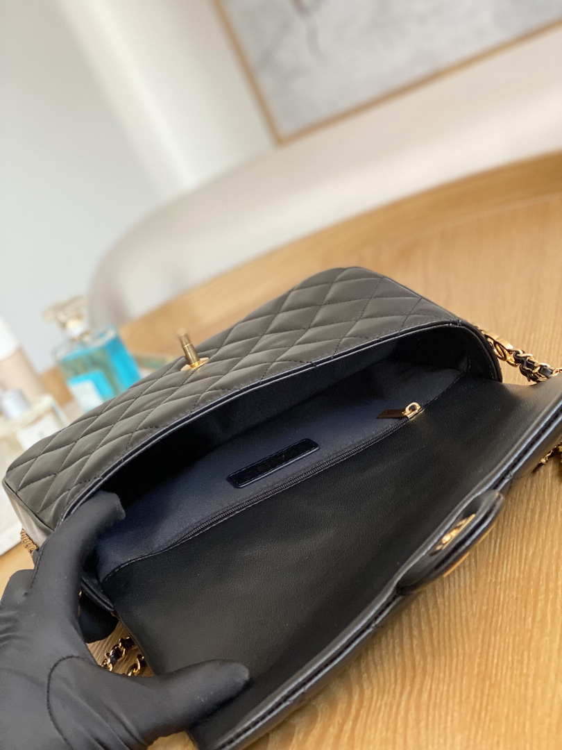 Chanel AS3777 Flap Bag Lambskin & Gold-Tone Metal Black - Default Title - View 8