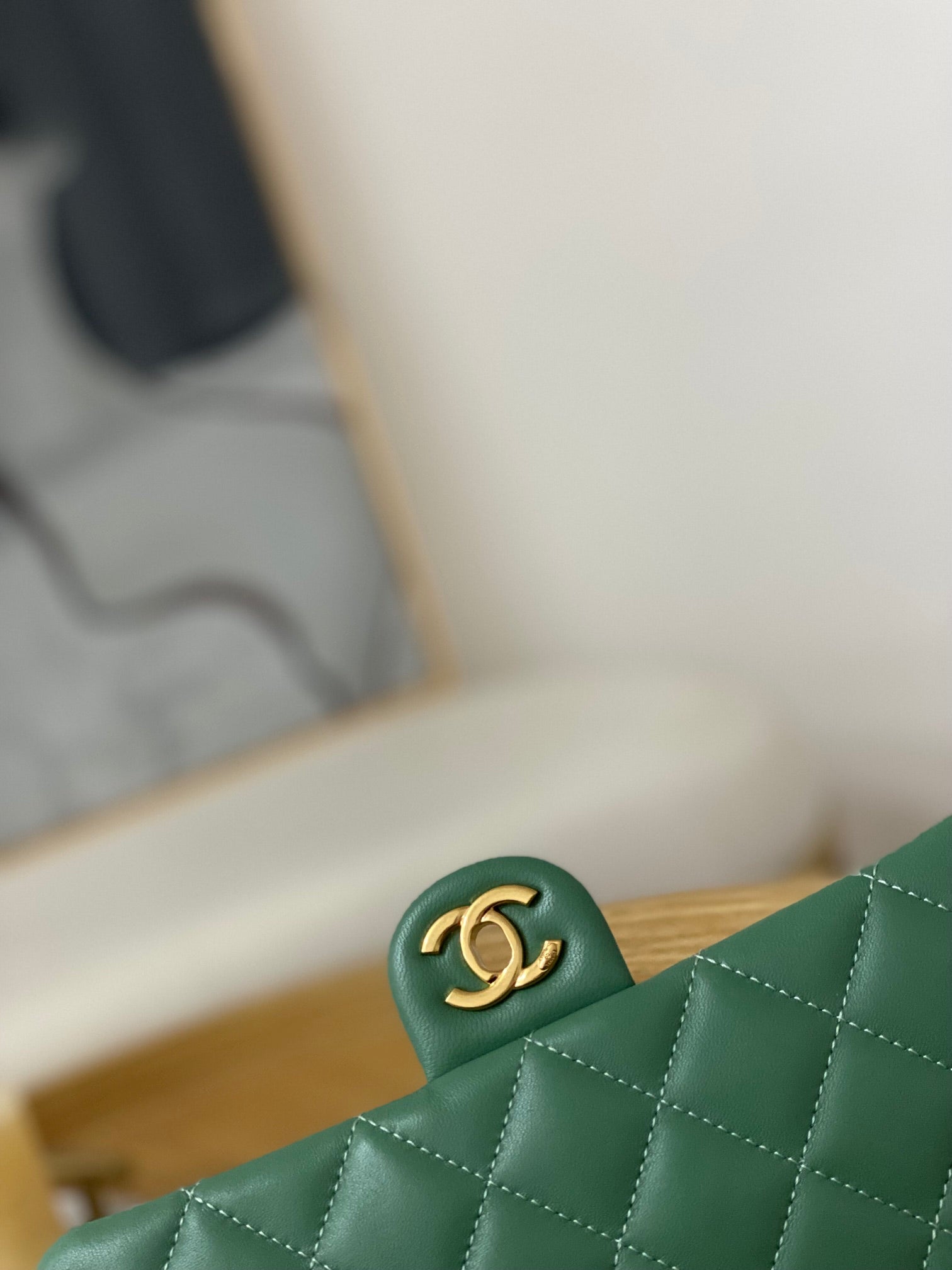 Chanel AS3777 Flap Bag Lambskin & Gold-Tone Metal Green - Default Title - View 6