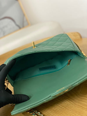 Chanel AS3777 Flap Bag Lambskin & Gold-Tone Metal Green - Default Title - View 8