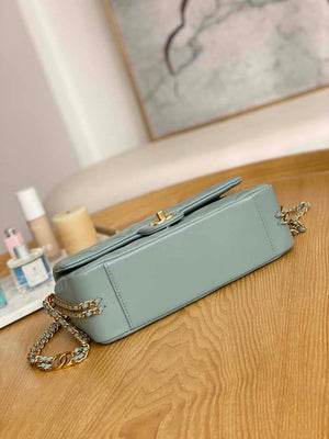 Chanel AS3777 Flap Bag Lambskin & Gold-Tone Metal Light Blue - Default Title - View 5