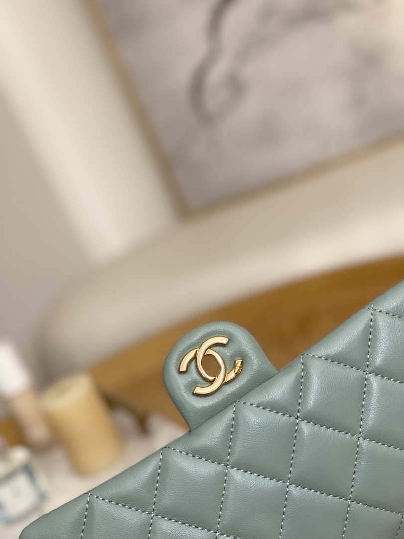 Chanel AS3777 Flap Bag Lambskin & Gold-Tone Metal Light Blue