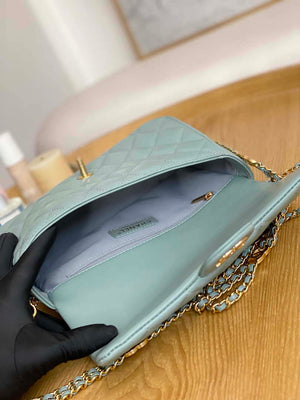 Chanel AS3777 Flap Bag Lambskin & Gold-Tone Metal Light Blue - Default Title - View 8