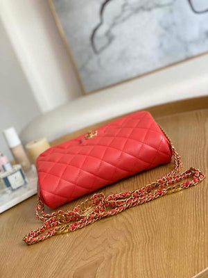 Chanel AS3777 Flap Bag Lambskin & Gold-Tone Metal Red - Default Title - View 4