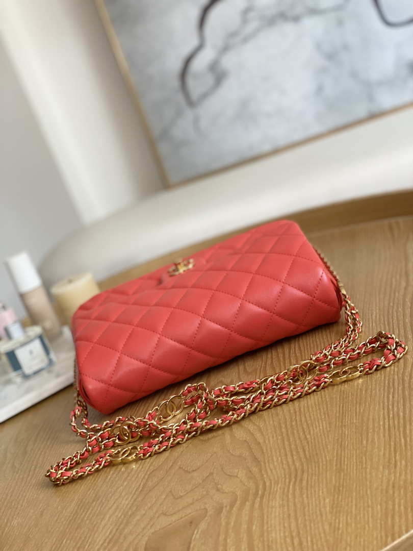 Chanel AS3777 Flap Bag Lambskin & Gold-Tone Metal Red - Default Title - View 4