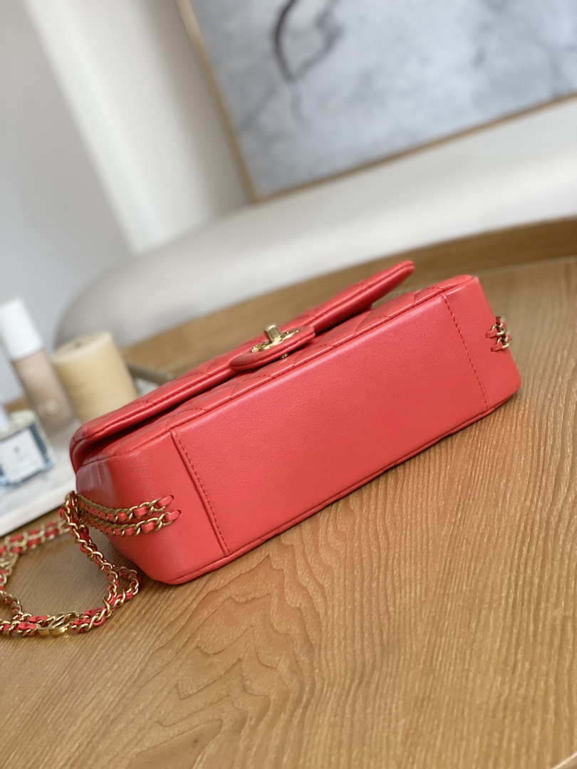 Chanel AS3777 Flap Bag Lambskin & Gold-Tone Metal Red - Default Title - View 5