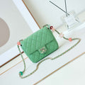 Chanel AS3782 MINI Flap Bag 23P Enamel Gold-Tone Metal 16cm Green - Default Title - View 1