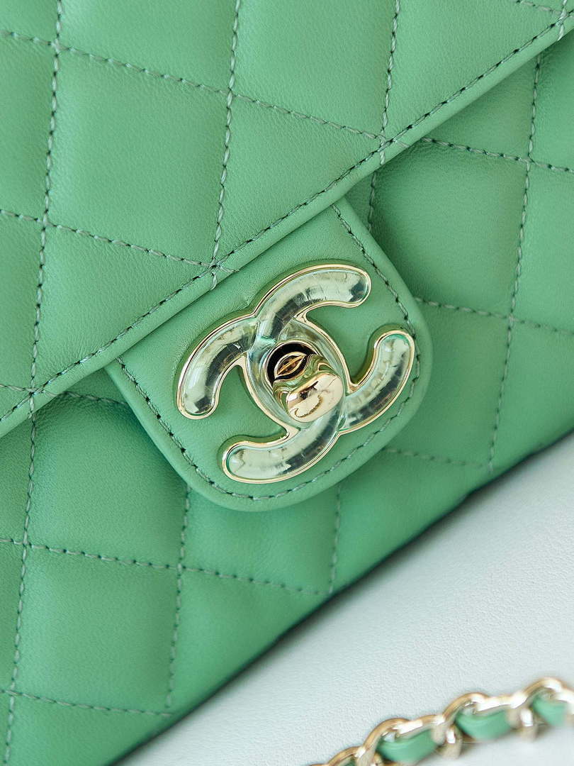 Chanel AS3782 MINI Flap Bag 23P Enamel Gold-Tone Metal 16cm Green - Default Title - View 2