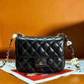 Chanel AS3782 MINI Flap Bag 23P Enamel Gold-Tone Metal Black 16cm - Default Title - View 1