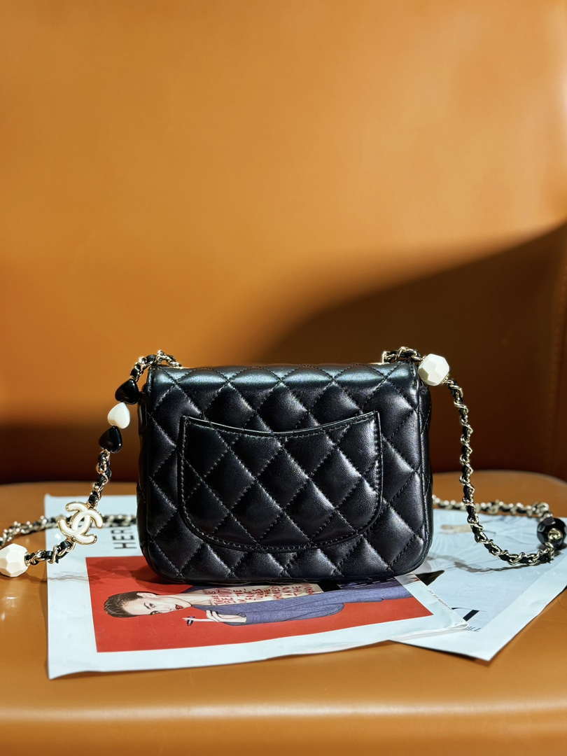 Chanel AS3782 MINI Flap Bag 23P Enamel Gold-Tone Metal Black 16cm - Default Title - View 2