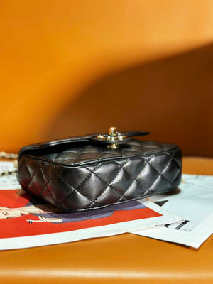 Chanel AS3782 MINI Flap Bag 23P Enamel Gold-Tone Metal Black 16cm - Default Title - View 4