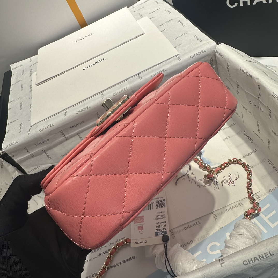 Chanel AS3782 MINI Flap Bag 23P Enamel Gold-Tone Metal 16cm Pink - Default Title - View 5