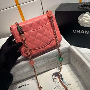 Chanel AS3782 MINI Flap Bag 23P Enamel Gold-Tone Metal 16cm Pink - Default Title - View 6