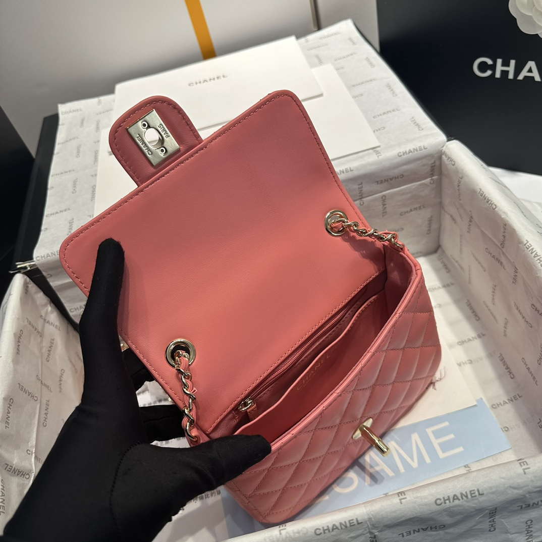 Chanel AS3782 MINI Flap Bag 23P Enamel Gold-Tone Metal 16cm Pink - Default Title - View 7