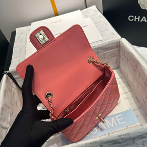 Chanel AS3782 MINI Flap Bag 23P Enamel Gold-Tone Metal 16cm Pink - Default Title - View 7