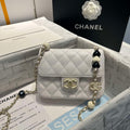 Chanel AS3782 MINI Flap Bag 23P Enamel Gold-Tone Metal White 16cm