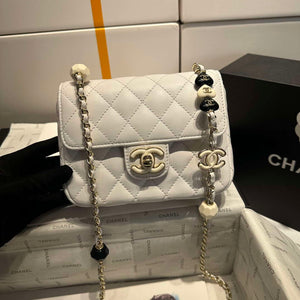 Chanel AS3782 MINI Flap Bag 23P Enamel Gold-Tone Metal White 16cm - Default Title - View 2