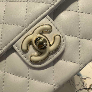 Chanel AS3782 MINI Flap Bag 23P Enamel Gold-Tone Metal White 16cm - Default Title - View 3