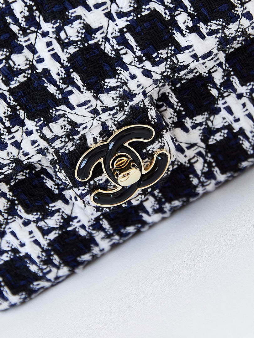 Chanel AS3782 MINI Flap Bag 23P Tweed Gold-Tone Metal 16cm Black & White - Default Title - View 2