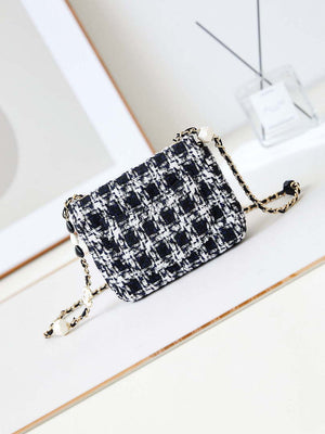 Chanel AS3782 MINI Flap Bag 23P Tweed Gold-Tone Metal 16cm Black & White - Default Title - View 6
