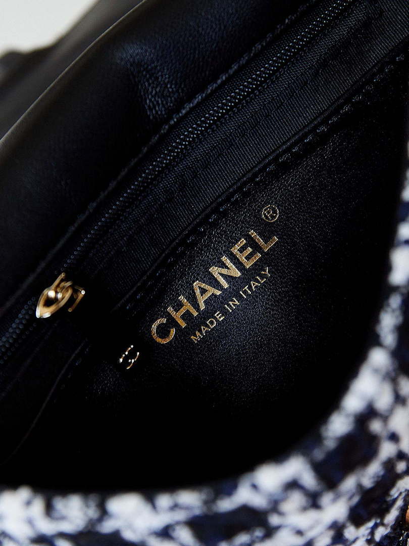 Chanel AS3782 MINI Flap Bag 23P Tweed Gold-Tone Metal 16cm Black & White - Default Title - View 8
