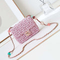 Chanel AS3782 MINI Flap Bag 23P Tweed Gold-Tone Metal 16cm Pink - Default Title - View 1