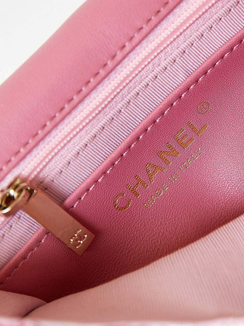 Chanel AS3782 MINI Flap Bag 23P Tweed Gold-Tone Metal 16cm Pink