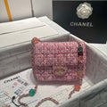 Chanel AS3782 MINI Flap Bag 23P Woolen Enamel Gold-Tone Metal Pink 16cm - Default Title - View 1