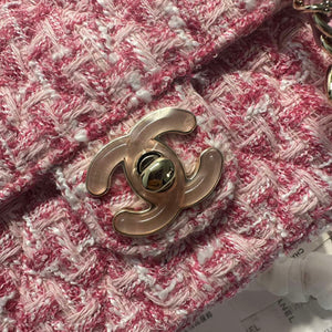 Chanel AS3782 MINI Flap Bag 23P Woolen Enamel Gold-Tone Metal Pink 16cm - Default Title - View 3