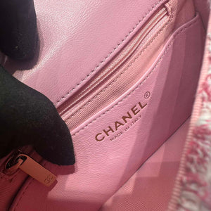 Chanel AS3782 MINI Flap Bag 23P Woolen Enamel Gold-Tone Metal Pink 16cm - Default Title - View 9