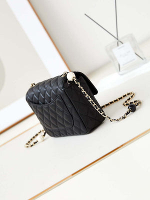 Chanel AS3783 Small Flap Bag 23P Lambskin Gold-Tone Metal 18.5 cm Black - Default Title - View 3