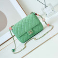 Chanel AS3783 Small Flap Bag 23P Lambskin Gold-Tone Metal 18.5 cm Green - Default Title - View 1
