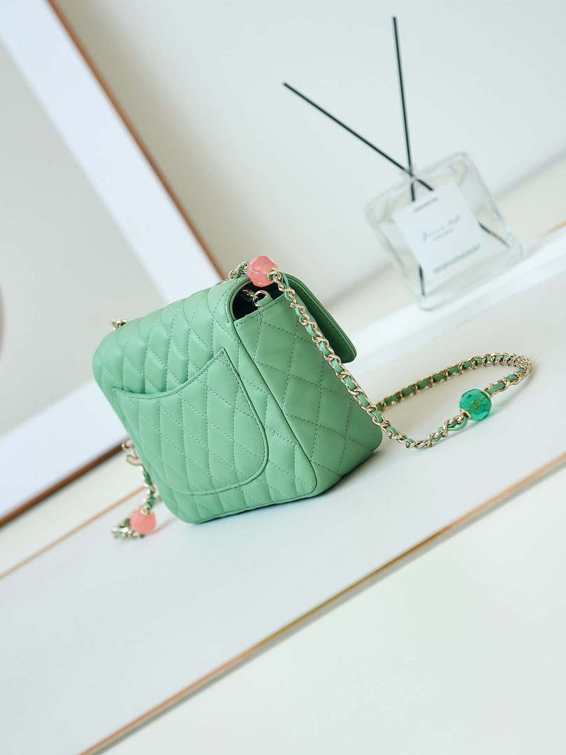 Chanel AS3783 Small Flap Bag 23P Lambskin Gold-Tone Metal 18.5 cm Green - Default Title - View 4