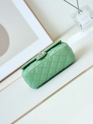 Chanel AS3783 Small Flap Bag 23P Lambskin Gold-Tone Metal 18.5 cm Green - Default Title - View 6