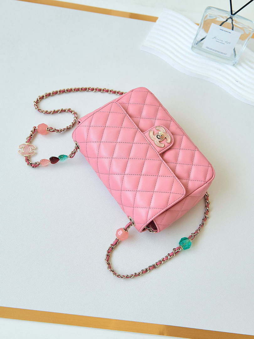 Chanel AS3783 Small Flap Bag 23P Lambskin Gold-Tone Metal 18.5 cm Pink