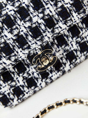 Chanel AS3783 Small Flap Bag 23P Tweed Gold-Tone Metal 18.5 cm White and Black - Default Title - View 2