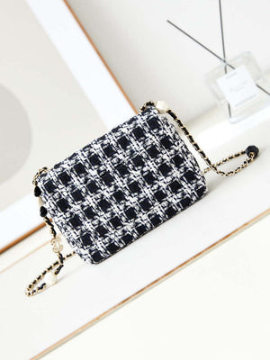 Chanel AS3783 Small Flap Bag 23P Tweed Gold-Tone Metal 18.5 cm White and Black - Default Title - View 5