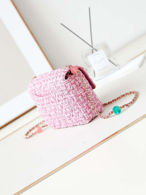 Chanel AS3783 Small Flap Bag 23P Tweed Gold-Tone Metal 18.5 cm Pink - Default Title - View 4