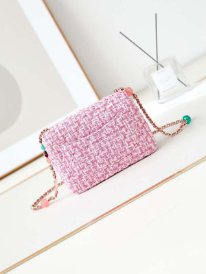 Chanel AS3783 Small Flap Bag 23P Tweed Gold-Tone Metal 18.5 cm Pink - Default Title - View 5