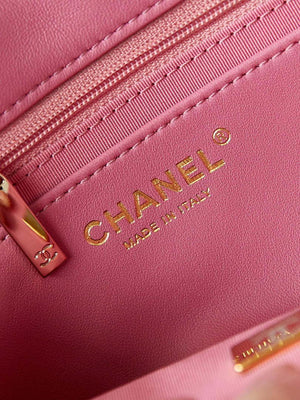 Chanel AS3783 Small Flap Bag 23P Tweed Gold-Tone Metal 18.5 cm Pink - Default Title - View 7