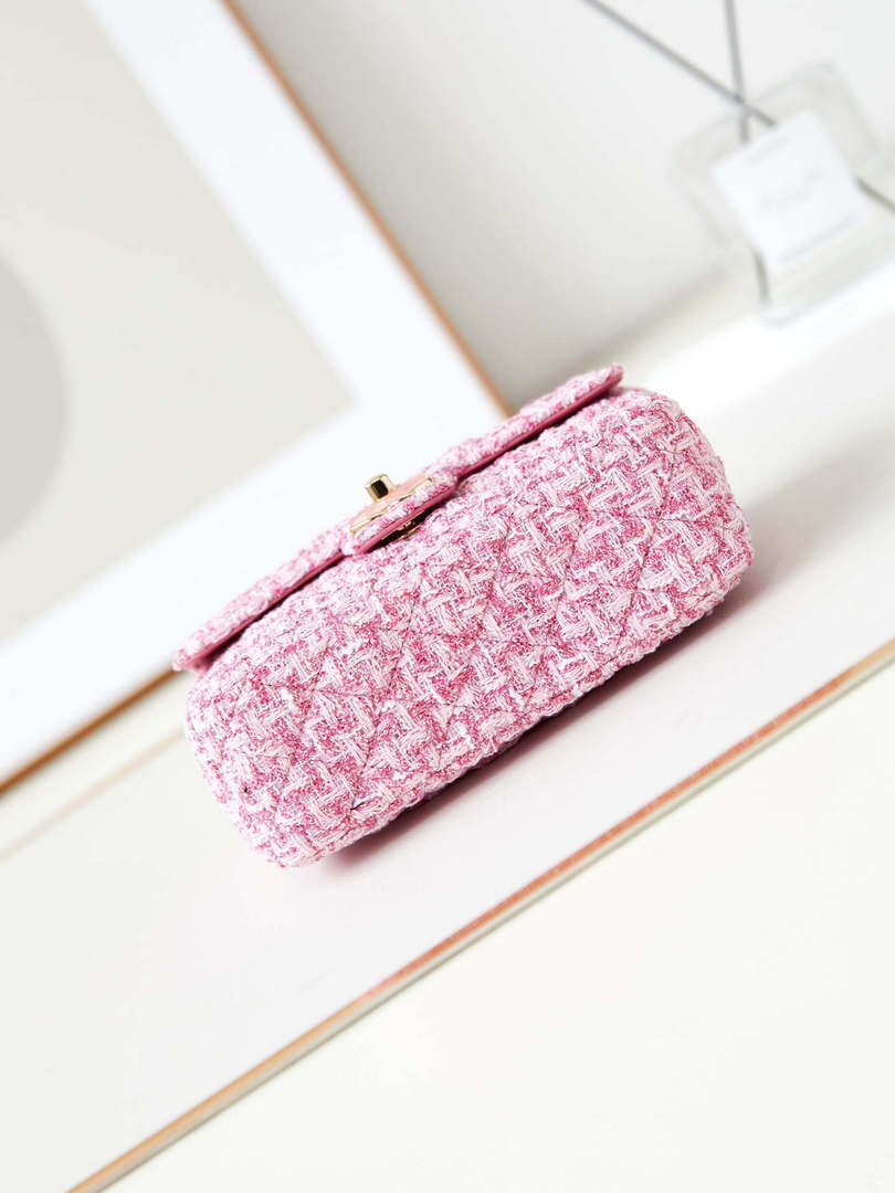 Chanel AS3783 Small Flap Bag 23P Tweed Gold-Tone Metal 18.5 cm Pink