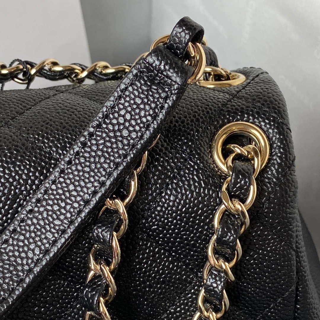 Chanel AS3787 Small Backpack Grained Shiny Calfskin & Gold-Tone Metal Black