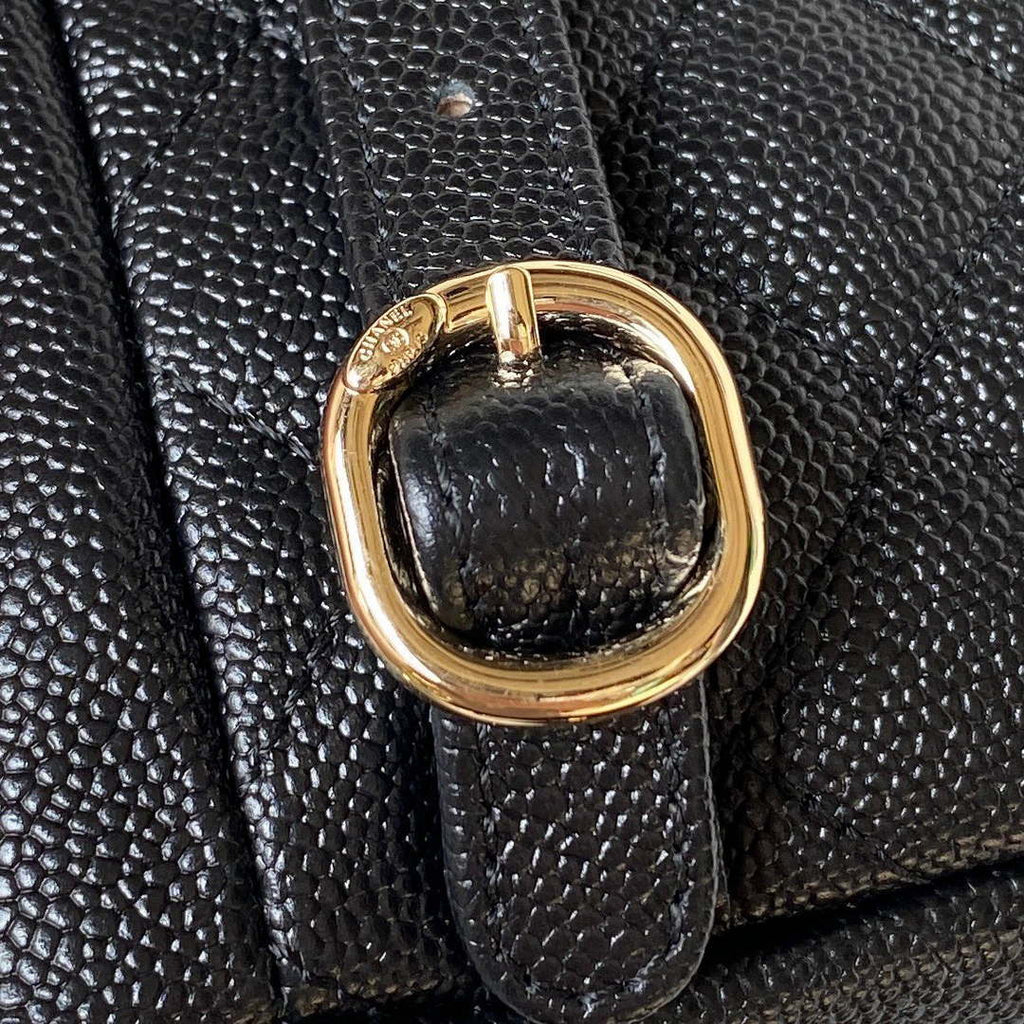 Chanel AS3787 Small Backpack Grained Shiny Calfskin & Gold-Tone Metal Black