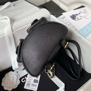 Chanel AS3787 Small Backpack Grained Shiny Calfskin & Gold-Tone Metal Black - Default Title - View 6